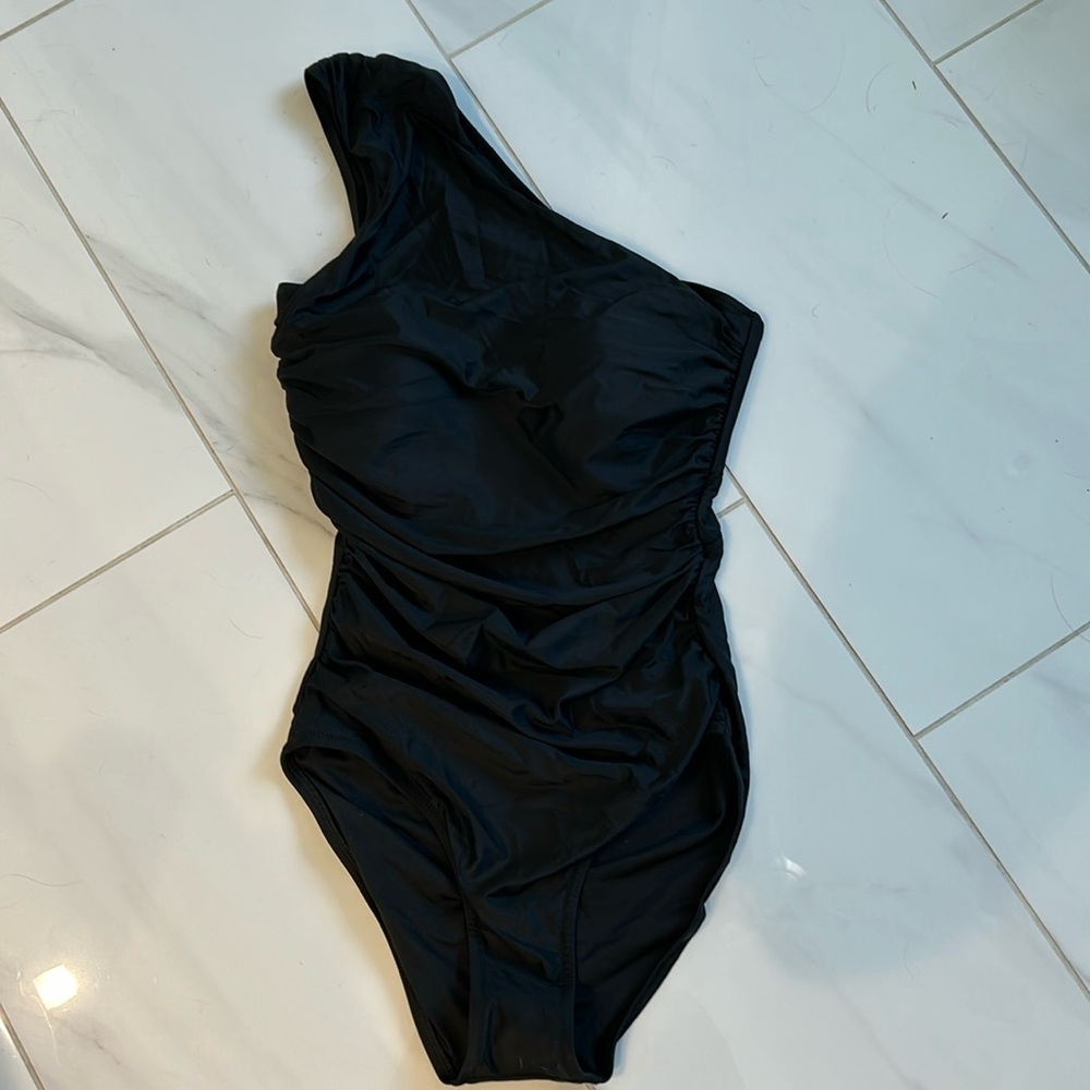J Crew, One Shoulder, One Piece Swimsuit, Black, Size 8